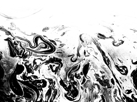 Abstract black and white distressed texture transparent swirling liquid water waves overlay background