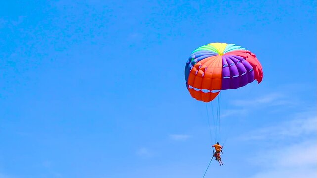 Patong Beach Phuket with turquoise blue water and parasailing Thailand.
