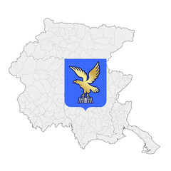 Friuli Venezia Giulia regional coat of arms and map, Italy, vector illustration
