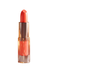 Festive Coral Lip Gloss with Sparkling Ornaments and Ribbons, Holiday Beauty PNG