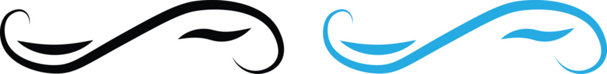 Wind air line effect in doodle style. Wind blow line icon set. sea wave icon, wind blowing icon. Blue and black hand drawn wind swirls and gusts. Decorative breeze symbols for weather, nature, and cli