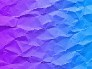 Abstract crinkled paper texture with gradient of purple to cyan vivid colors