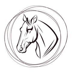 A friendly, casual vector portrait of a horse cleanly isolated on a white background. This charming graphic is perfect for use as a symbol for the New Year or in books and posters