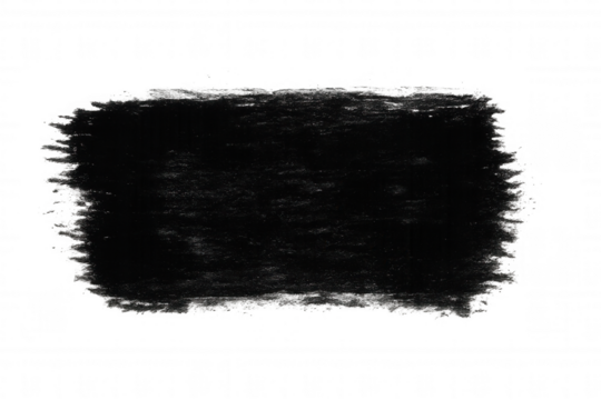Black charcoal smudged brush stroke texture graphic element, hand drawn grunge smear on transparent background