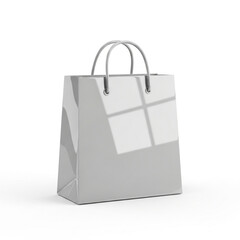 A plain white shopping bag with handles, isolated on a white background