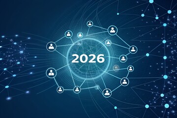 Fototapeta premium 2026 Data Visualization and Global Network Technology Concept