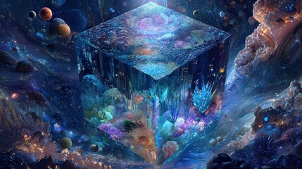 Abstract Cosmic Cube In Deep Space