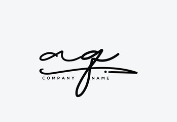 AQ Luxury Elegant Signature Style Cursive Script Logo Design for Branding and Identity.