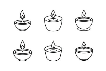 tea light line art vector illustration