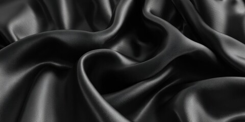 Obraz premium Close-up view of draped, dark-gray silk fabric