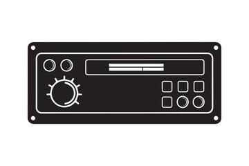 Fototapeta premium Vintage Car Radio Head Unit Dashboard Console Silhouette Icon Vector for Auto Audio and Transportation Designs
