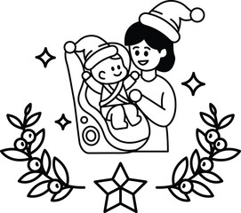 A woman is holding a child in a car seat