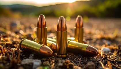 Bullets on the ground at sunset