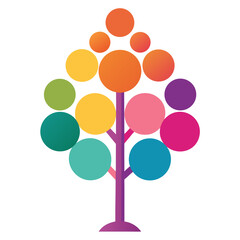 Creative Gradient Tree with Round Leaves Vector Element