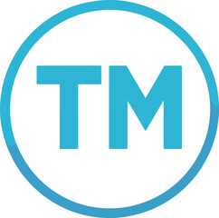 Fototapeta premium Trademark symbol blue vector illustration inside circular outline, intellectual property rights icon, business legal protection sign, brand identity registration graphic design