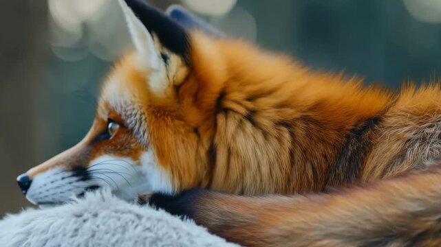 Red fox portrait looking directly at viewer with soft focus background