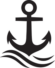 Anchor with Waves silhouette vector