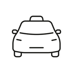 Obraz premium Taxi Front View Line Icon. Urban Transportation, Taxi Service, And Ride-Hailing Outline Symbol. Public Transport, City Commute. Editable Stroke. Isolated Vector Illustration