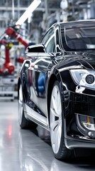 Black Electric Car Assembly Line