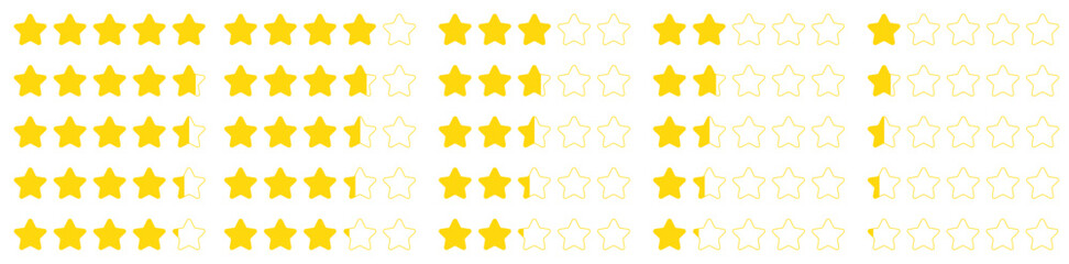 Vector star rating elements. Concept for rating services and amenities, including hotels, taxis, restaurants, and more. Element for your design.