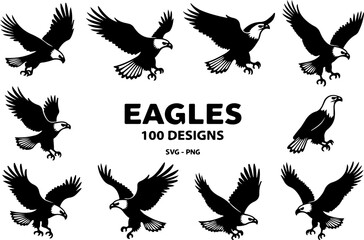 Eagle Silhouette Collection: Majestic Birds in Flight