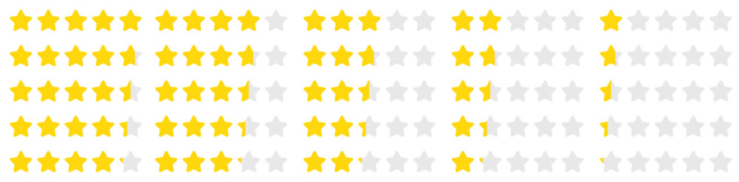 Vector star rating elements. Concept for rating services and amenities, including hotels, taxis, restaurants, and more. Element for your design.