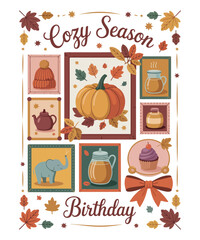 Cozy Autumn Season Birthday Card