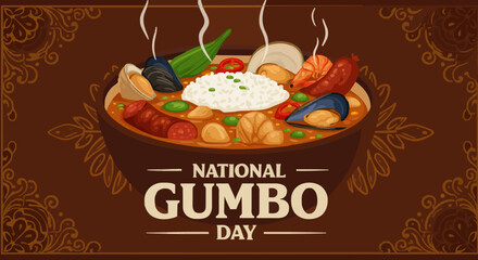 National gumbo day vector illustration, gumbo