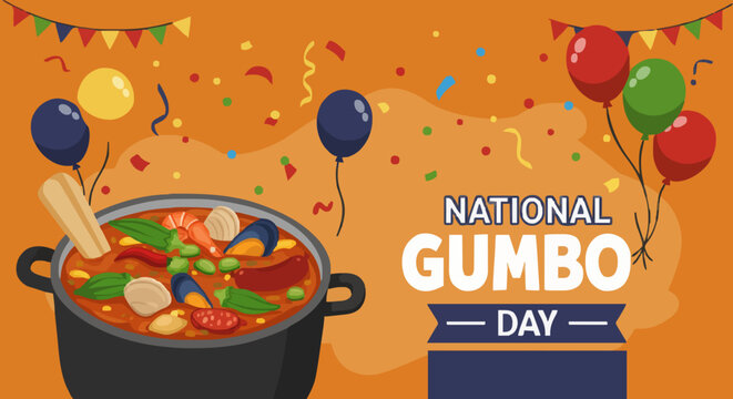 National gumbo day vector illustration, food