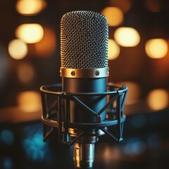 Elegant Studio Microphone with Gold Accent
