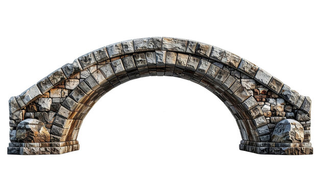 Two Vintage Arched Stone Bridge Variations isolated on transparent background  2