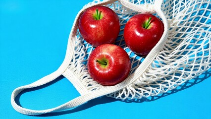 Fresh Apples in a Net Bag