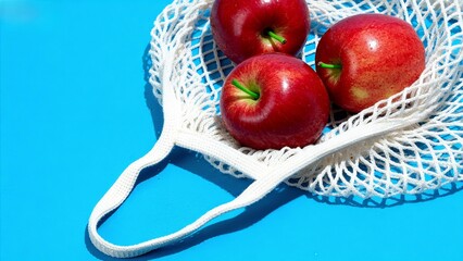 Fresh Apples in a Net Bag