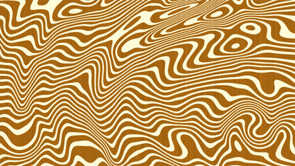 Obraz premium Abstract wavy pattern with brown and cream stripes creating a psychedelic optical illusion effect
