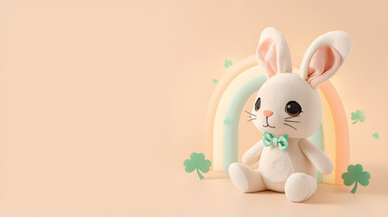 St. Patrick's Day banner with a cute bunny toy