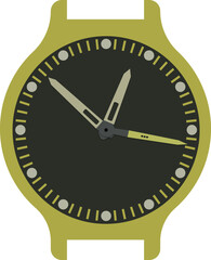 Yellow and Black Analog Watch Icon.
