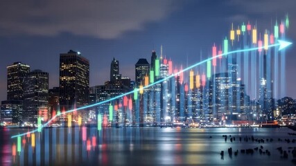 Urban skyline growth chart with investment and financial market analysis - Powered by Adobe