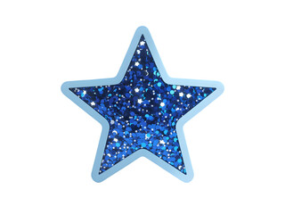 Obraz premium Blue Glitter Star Shape With Sparkles On white Background confetti isolated on a transparent background.