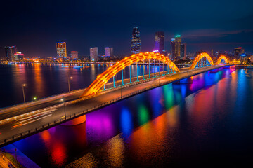 Dragon Bridge in Da Nang at Night