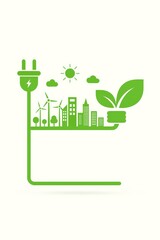 Green Energy City Plug Illustration