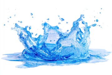 A vibrant,  blue water splash against a white background