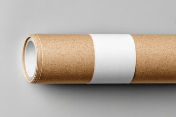 Rolled kraft paper with white label