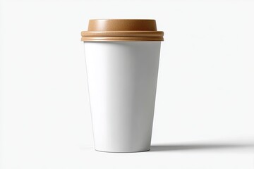 Blank disposable coffee cup with a tan lid