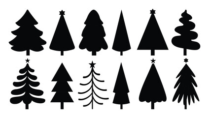 Christmas Tree Outline Set &ndash; Minimalist Holiday Silhouettes Collection