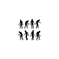 
Silhouette set of zombie on white background 