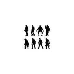 
Silhouette set of zombie on white background 