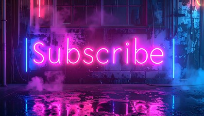 Neon Subscribe Sign Glowing Brightly.