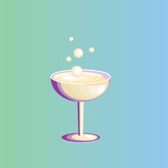 Cocktail and dessert drinks with ice, fruit, and sweet cream in glasses, perfect for a cold party celebration