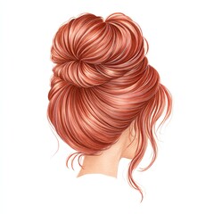 A stunning illustration showcasing an elegant updo hairstyle, with rich red hair tones and intricate details.
