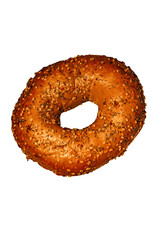 Freshly Baked Bagel with Sesame Seeds - Isolated Breakfast Food